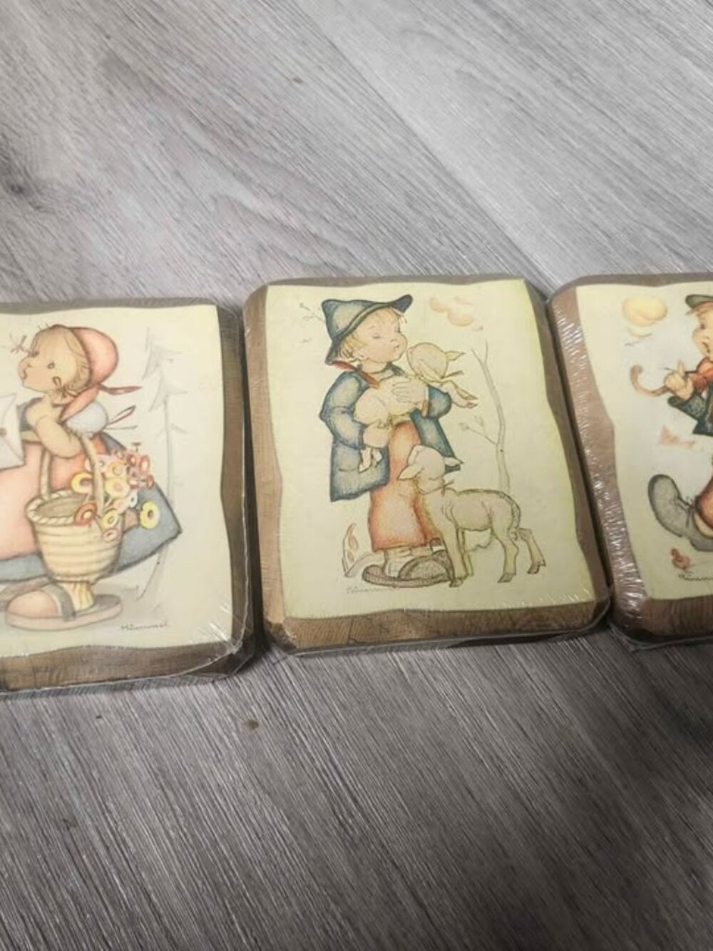 Lot of 3 Hummel Wooden Plaques Sealed 5X7 Nursery Cute